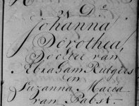 Doopregister inschrijving van Johanna Dorothea Rutgers (1779-1859), gedoopt 21 februari 1779 te Amersfoort.