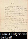 Verklaring d.d. 29 Juni 1891, getekend door J. (?) Offerhaus, hoogleraar in de godsgeleerdheid vanwege de Nederlandse Hervormde Kerk te Leiden, waarin hij verklaart dat Abraham Rutgers van der Loeff (1865-1927) "gedurende twee jaaren met vrucht de lessen over Practische Godsgeleerdheid heeft gevolgd".