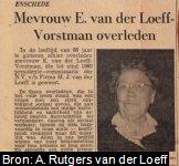 Krantenartikel n.a.v. het overlijden van Elisabeth Vorstman (1875-1961).