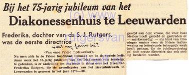 Krantenartikel over Johanna Frederika Rutgers (1846-1930), dochter van Sebald Justinus Rutgers (1810-1901).