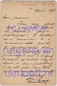 Scan van achterkant van foto Henry Irving as Becket